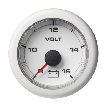 Veratron 52MM (2-1/16&quot;) OceanLink Battery Voltage Gauge - 8 to 16V - White Dial &amp; Bezel
