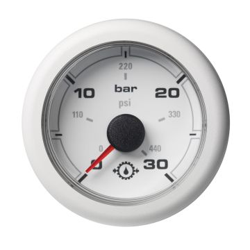 Veratron 52MM (2-1/16&quot;) OceanLink Transmission Oil Pressure Gauge - 30 Bar/440 PSI - White Dial &amp; Bezel