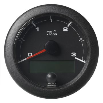 Veratron 3-3/8&quot; (85mm) OceanLink Tachometer 3000 RPM - Black Dial &amp; Bezel