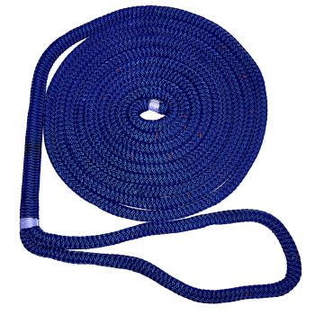 New England Ropes 3/8&quot; Double Braid Dock Line - Blue w/Tracer - 25&#39;