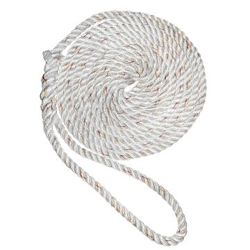 New England Ropes 1/2&quot; Premium 3-Strand Dock Line - White w/Tracer - 35&#39;