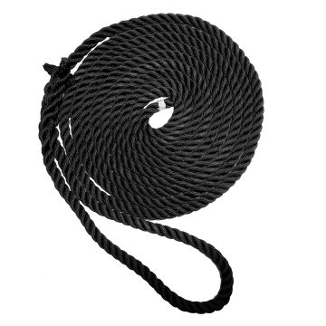 New England Ropes 1/2&quot; Premium 3-Strand Dock Line - Black - 35&#39;