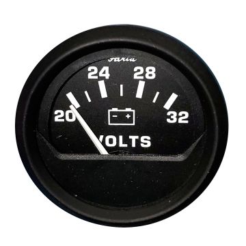 Faria Euro Black 2&quot; Voltmeter (20-32 V)