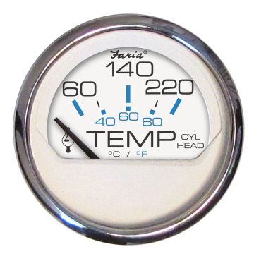 Faria Chesapeake White SS 2&quot; Cylinder Head Temperature Gauge (60-220&deg;F)