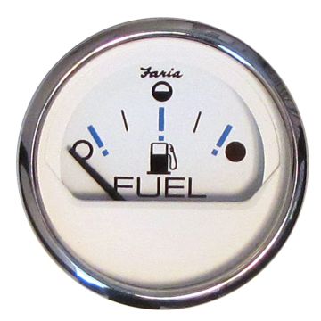 Faria Chesapeake White SS 2&quot; Fuel Level Gauge - Metric (E-1/2-F)