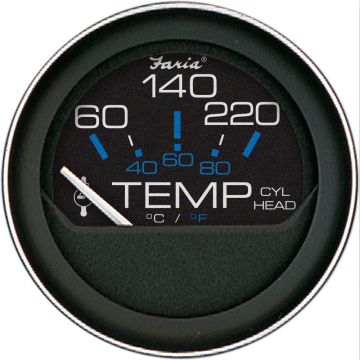 Faria Coral 2&quot; Cylinder Head Temperature Gauge (60-120&deg; F) w/Sender