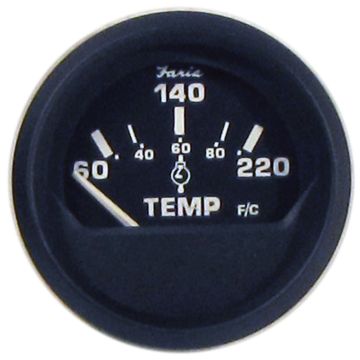 Faria Euro Black 2&quot; Cylinder Head Temperature Gauge (60 to 220&deg; F) with Sender