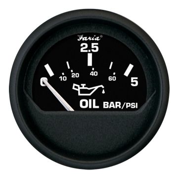 Faria Euro Black 2&quot; Oil Pressure Gauge - Metric (5 Bar)