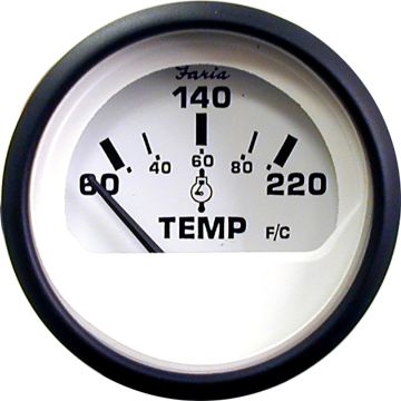 Faria Euro White 2&quot; Cylinder Head Temperature Gauge (60 - 220&deg; F)