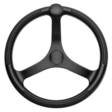 Schmitt Marine Primus Wheel 13.5&quot; Black 3/4&quot; Tapered Shaft w/Knob Finger Grips - Black Powder Coat