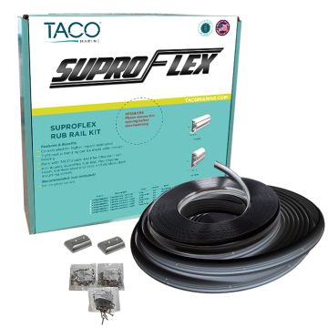 TACO SuproFlex Rub Rail Kit - Black w/Flex Chrome Insert - 2&quot;H x 1.2&quot;W x 80&#39;L