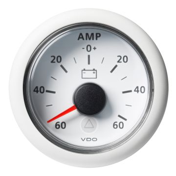 Veratron 52MM (2-1/16&quot;) ViewLine Battery Status Gauge -60/+60AMP - White Dial &amp; Bezel