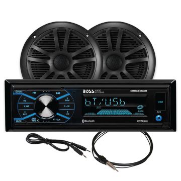 Boss Audio MCBK634B.6 Marine Stereo &amp; 6.5&quot; Speaker Kit - Black