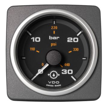 Veratron 52 MM (2-1/16&quot;) AcquaLink Transmission Oil Pressure 30 Bar/440 PSI - Black Dial &amp; Bezel