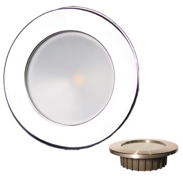 Lunasea &quot;ZERO EMI&rdquo; Recessed 3.5&rdquo; LED Light - Warm White w/Polished Stainless Steel Bezel - 12VDC