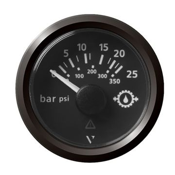 Veratron 52MM (2-1/16&quot;) ViewLine Transmission Oil Pressure 25 Bar/350 PSI - Black Dial &amp; Triangular Bezel