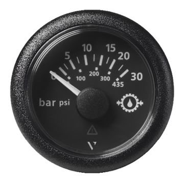 Veratron 52MM (2-1/16&quot;) ViewLine Transmission Oil Pressure 30 Bar/435 PSI - Black Dial &amp; Round Bezel