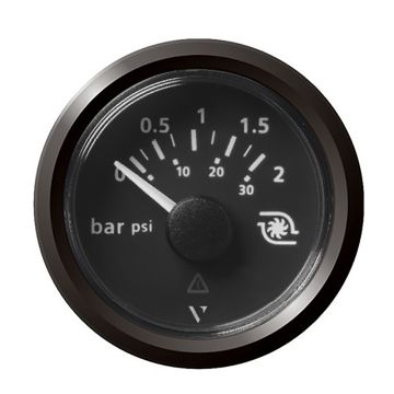 Veratron 52MM (2-1/16&quot;) ViewLine Boost Pressure Gauge 2 Bar/30 PSI - Black Dial &amp; Triangular Bezel