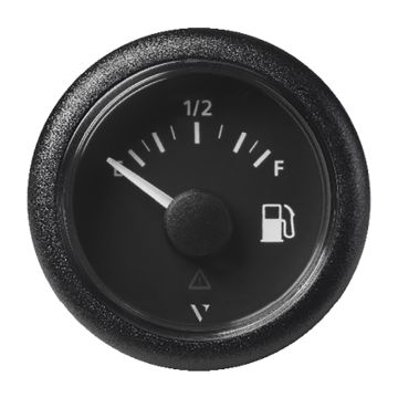 Veratron 52MM (2-1/16&quot;) ViewLine Fuel Level Gauge Empty-Full - 0-90 OHM - Black Dial &amp; Round Bezel