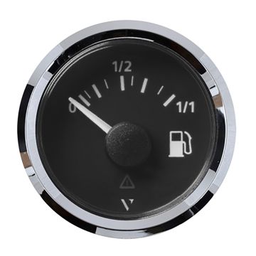 Veratron 52MM (2-1/16&quot;) ViewLine Fuel Level Gauge 0-1/1 - 3-180 OHM - Black Dial &amp; Chrome Triangular Bezel
