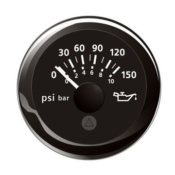 Veratron 52MM (2-1/16&quot;) ViewLine Oil Pressure Indicator 0 to 150 PSI - Black Dial &amp; Round Bezel