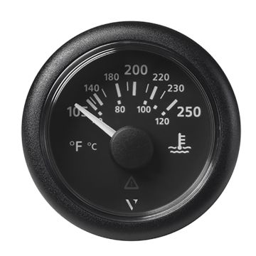 Veratron 52MM (2-1/16&quot;) ViewLine Water Temperature Gauge - 100-250&deg;F - Black Dial &amp; Bezel
