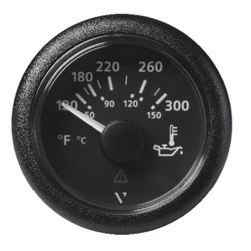 Veratron 52MM (2-1/16&quot;) ViewLine Oil Temperature Gauge 120-300&deg;F - Black Dial &amp; Bezel