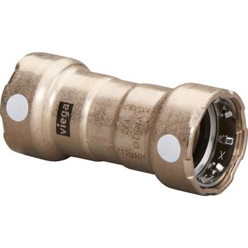 Viega MegaPress 3/4&quot; Copper Nickel Coupling w/Stop Double Press Connection - Smart Connect Technology