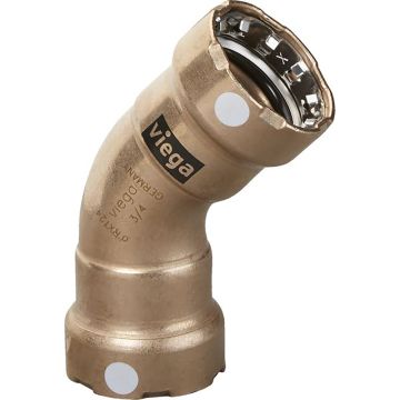 Viega MegaPress 3/4&quot; 45&deg; Copper Nickel Elbow - Double Press Connection - Smart Connect Technology