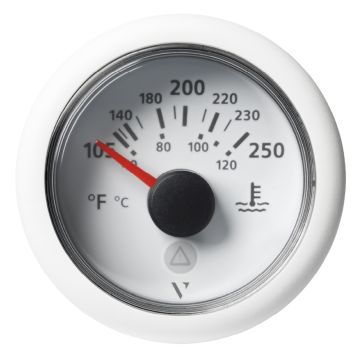 Veratron 52 MM (2-1/16&quot;) ViewLine Temperature Gauge 105&deg;F to 250&deg;F - White Dial/Bezel