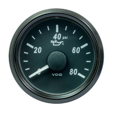 VDO SingleViu 52mm (2-1/16&quot;) Oil Pressure Gauge - 80 PSI - 0-180 Ohm