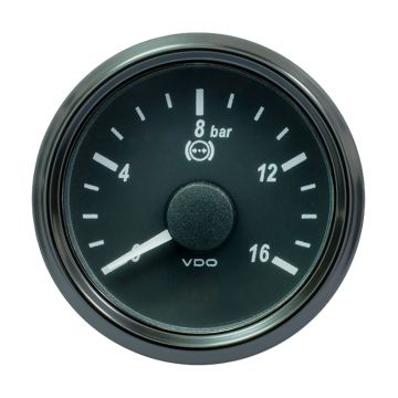 VDO SingleViu 52mm (2-1/16&quot;) Brake Pressure Gauge - 16 Bar - 0-4.5V