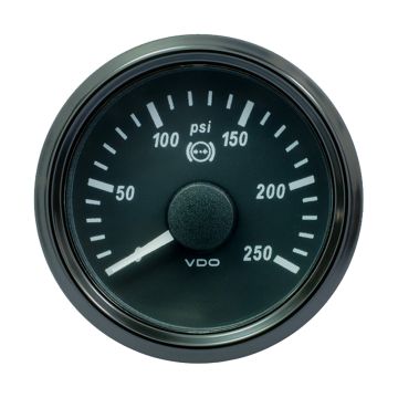 VDO SingleViu 52mm (2-1/16&quot;) Brake Pressure Gauge - 250 PSI - 0-4.5V