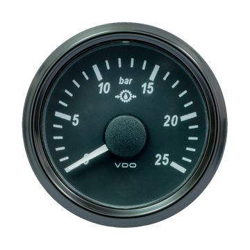 VDO SingleViu 52mm (2-1/16&quot;) Gear Oil Pressure Gauge - 25 Bar - 0-180 Ohm