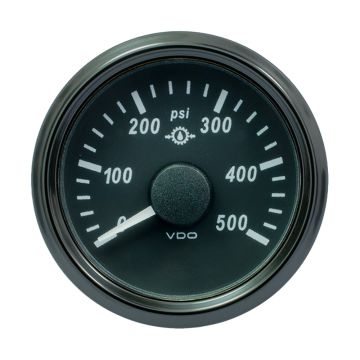 VDO SingleViu 52mm (2-1/16&quot;) Gear Pressure Gauge - 500 PSI - 0-4.5V