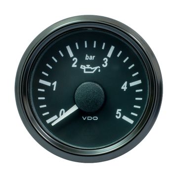 VDO SingleViu 52mm (2-1/16&quot;) Oil Pressure Gauge - 5 Bar - 0-180 Ohm