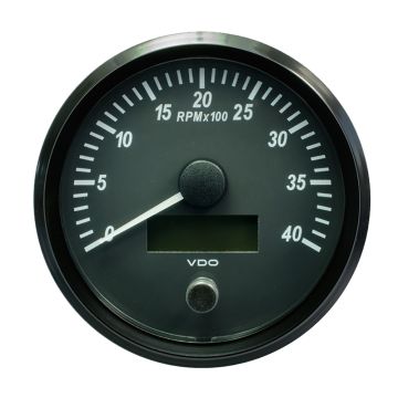 VDO SingleViu 100mm (4&quot;) Tachometer - 4000 RPM