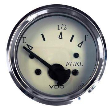 VDO Cockpit Marine 52MM (2-1/16&quot;) Fuel Level Gauge - White Dial/Chrome Bezel