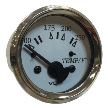 VDO Cockpit Marine 52MM (2-1/16&quot;) Water Temp. Gauge - 0-250&deg;F - White Dial/Chrome Bezel