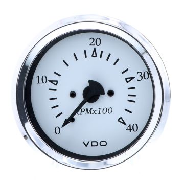 VDO Cockpit Marine 85MM (3-3/8&quot;) Diesel Tachometer - Alternator Input - White Dial/Chrome Bezel