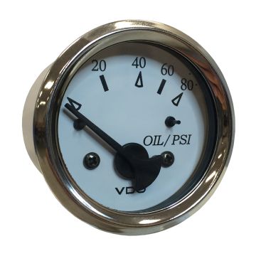 VDO Cockpit Marine 52MM (2-1/16&quot;) Oil Pressure Gauge - White Dial/Chrome Bezel