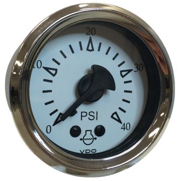 VDO Cockpit Marine 52MM (2-1/16&quot;) Mechanical Water Pressure Gauge - White Dial/Chrome Bezel