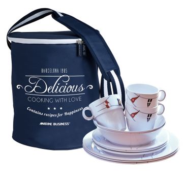 Marine Business Melamine Tableware Set &amp; Basket - REGATA - Set of 24