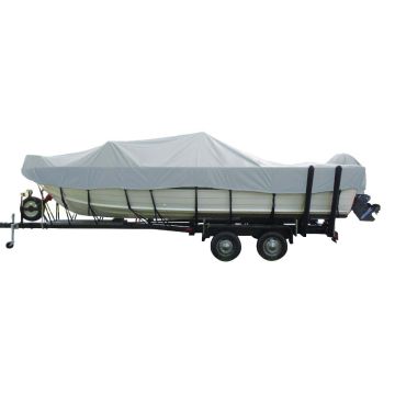 Carver Poly-Flex II Wide Series Styled-to-Fit Boat Cover f/18.5&#39; Aluminum V-Hull Boats with Walk-Thru Windshield - Grey