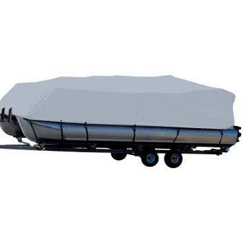 Carver Sun-DURA&reg; Styled-to-Fit Boat Cover f/23.5&#39; Pontoons w/Bimini Top &amp; Partial Rails - Grey