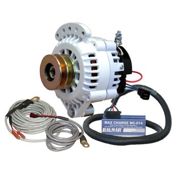 Balmar Alternator 120 AMP 12V 1-2&quot; Single Foot Spindle Mount Dual Vee Pulley Regulator &amp; Temp Sensor