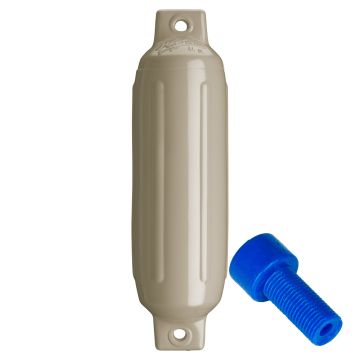 Polyform G-1 Twin Eye Fender 3.5&quot; x 12.8&quot; - Sand w/Adapter
