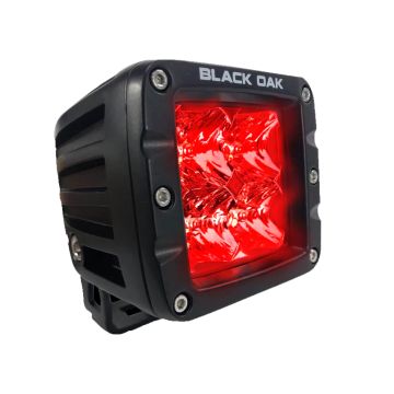 Black Oak 2&quot; Red LED Predator Hunting Pod Light - Flood Optics - Black Housing - Pro Series 3.0