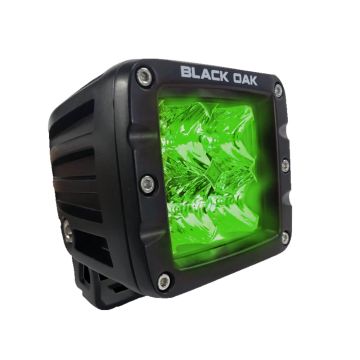 Black Oak 2&quot; Green LED Hog Hunting Pod Light - Flood Optics - Black Housing - Pro Series 3.0