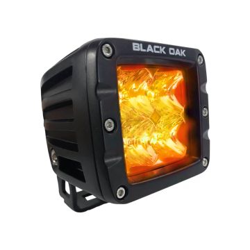Black Oak 2&quot; Amber LED Pod Light - Flood Optics - Black Housing - Pro Series 3.0